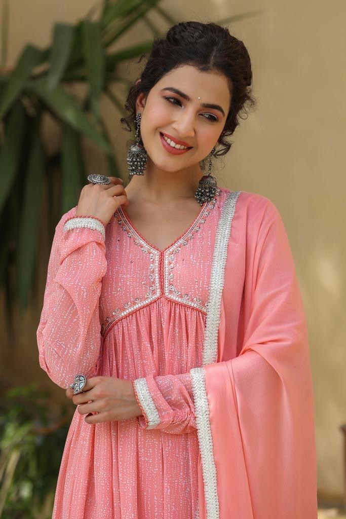 Peachy gerogette alia gown