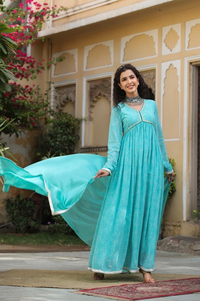 Georgette sky blue gown