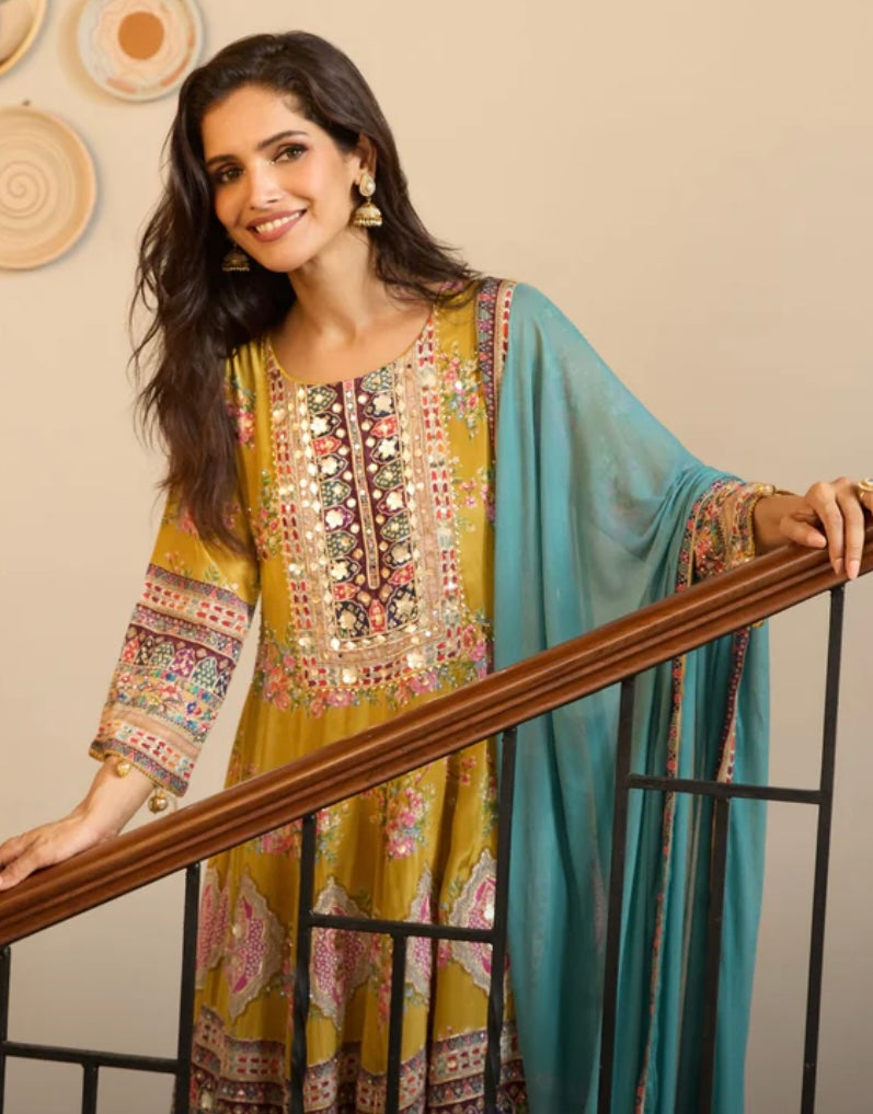 Pure crepe rajwadi print beautiful plazzo set